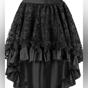 Halloween costume Black satin, mesh lace gothic middle skirt or Victorian GUC M